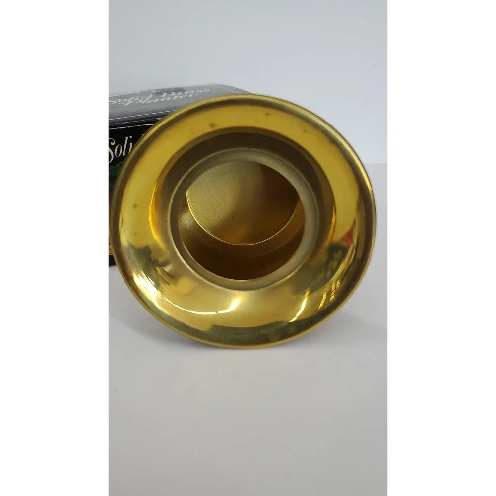Vintage Solid Brass Planter Flared Rim Gold Tone Decorative Pot with Box
